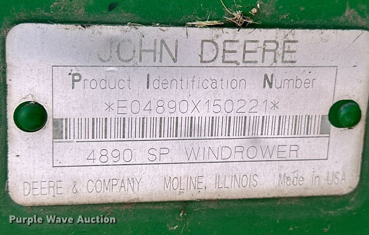 image for item NJ9391 2001 John Deere 4890 SP swather / windrower