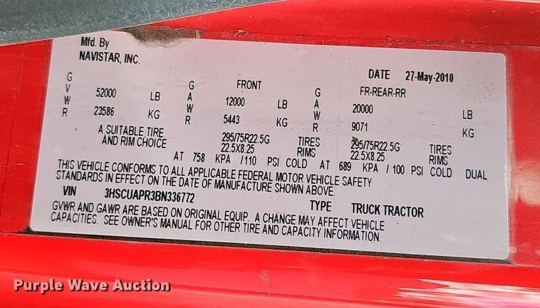 image for item DK0544 2011 International ProStar Premium Eagle   semi truck