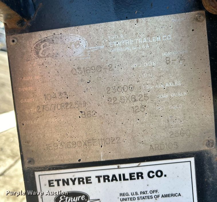 image for item DN0696 2015 Etnyre  RTN55TD3 lowboy equipment trailer
