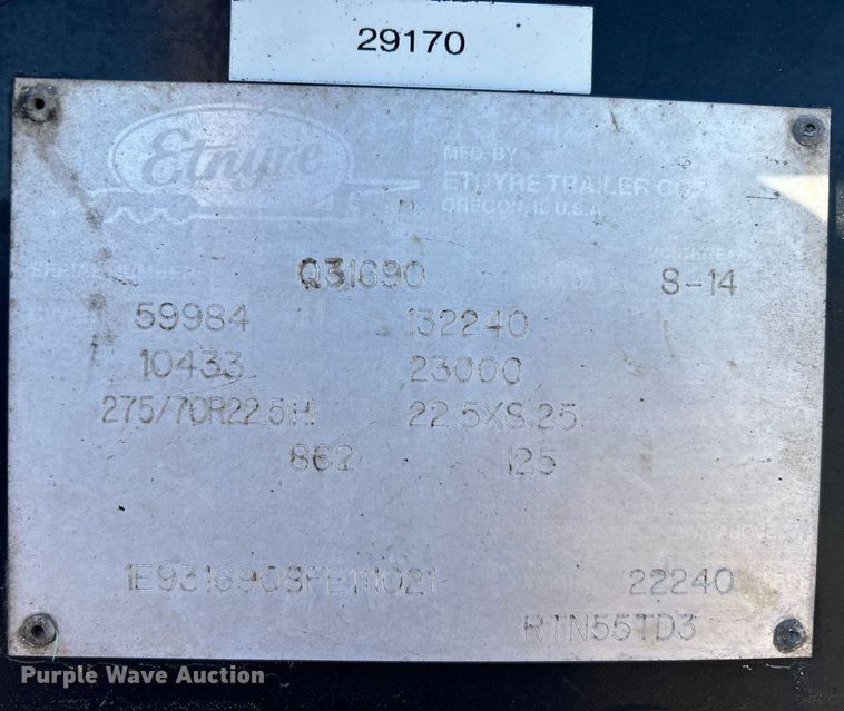 image for item DN0696 2015 Etnyre  RTN55TD3 lowboy equipment trailer