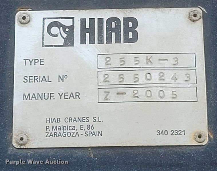 image for item DO4834 2005 HIAB HIPRO 255K-3 loader crane