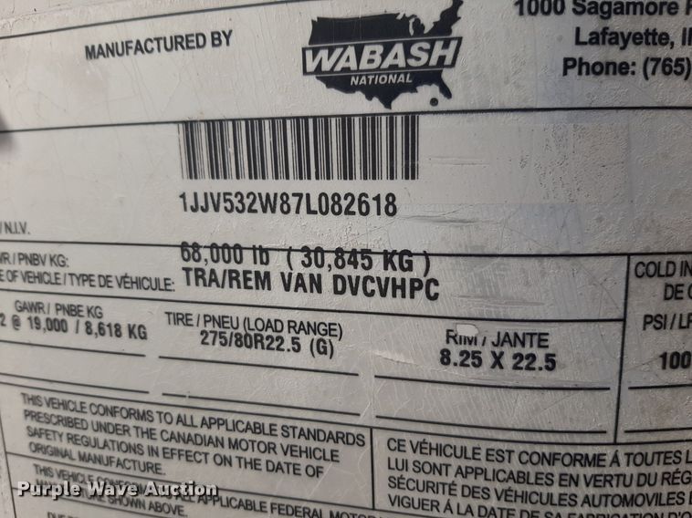 image for item DP2674 2007 Wabash dry van trailer