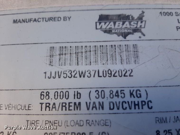 image for item DP2675 2007 Wabash dry van trailer
