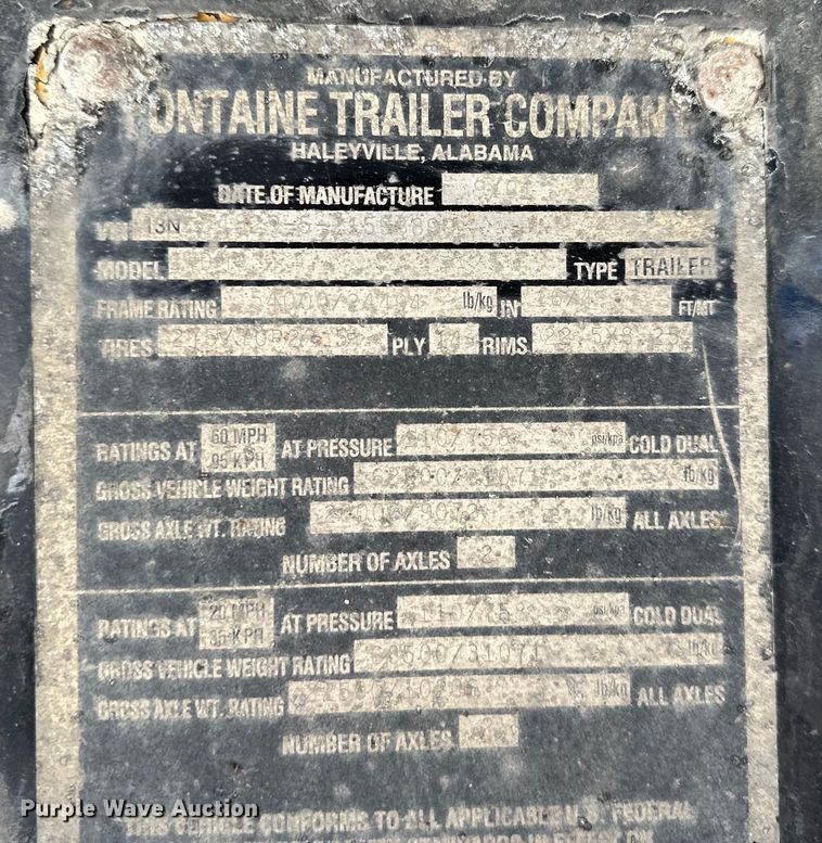 image for item DQ6316 2002 Fontaine  drop deck equipment trailer