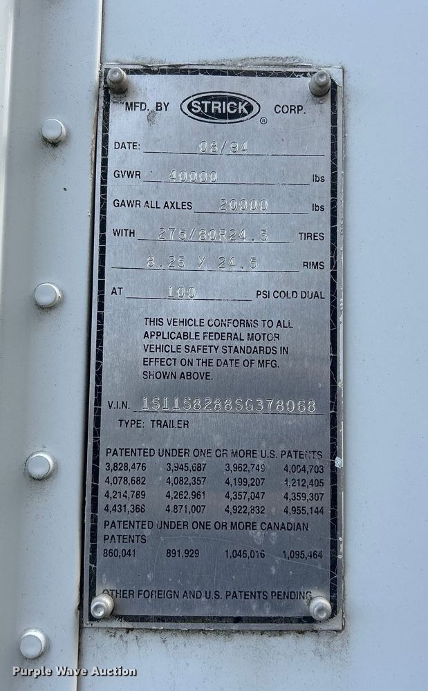 image for item DS0813 1995 Strick dry van trailer