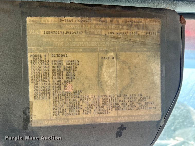 image for item DS0824 1988 Chevrolet Kodiak D6500 tow truck