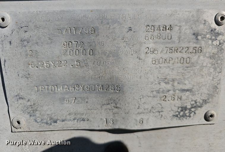 image for item EJ5919 1999 Trail Mobile dry van trailer