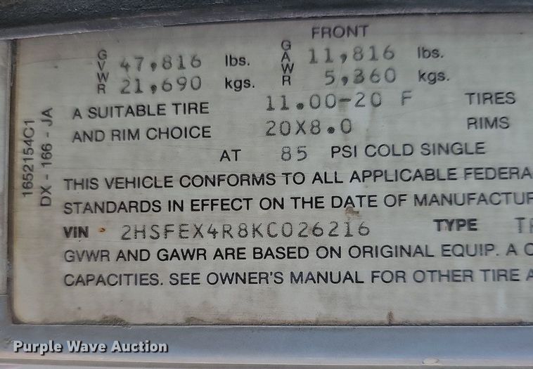 image for item EJ5929 1989 International 9300 semi truck