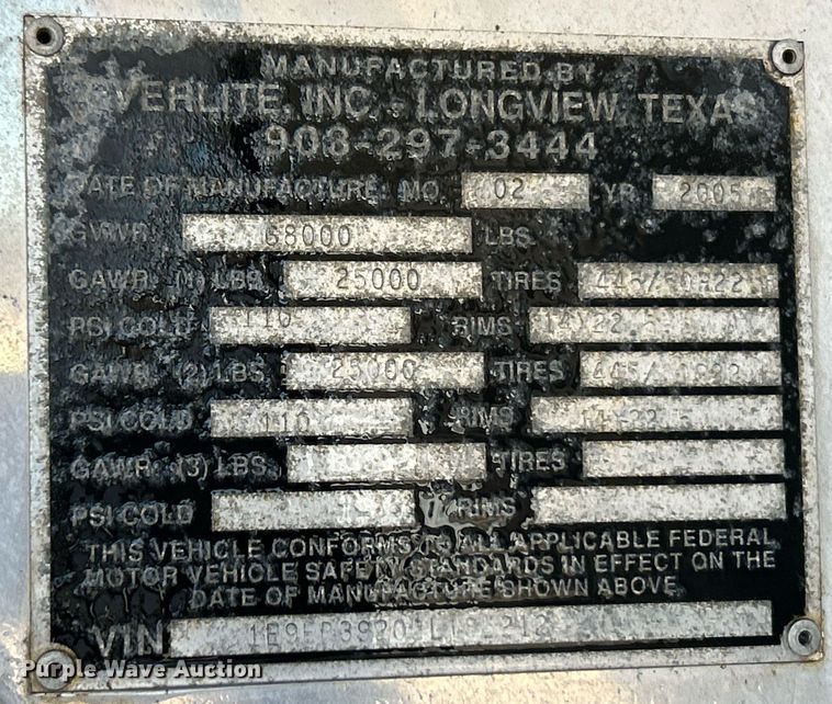 image for item EK4101 2005 Everlite end dump trailer