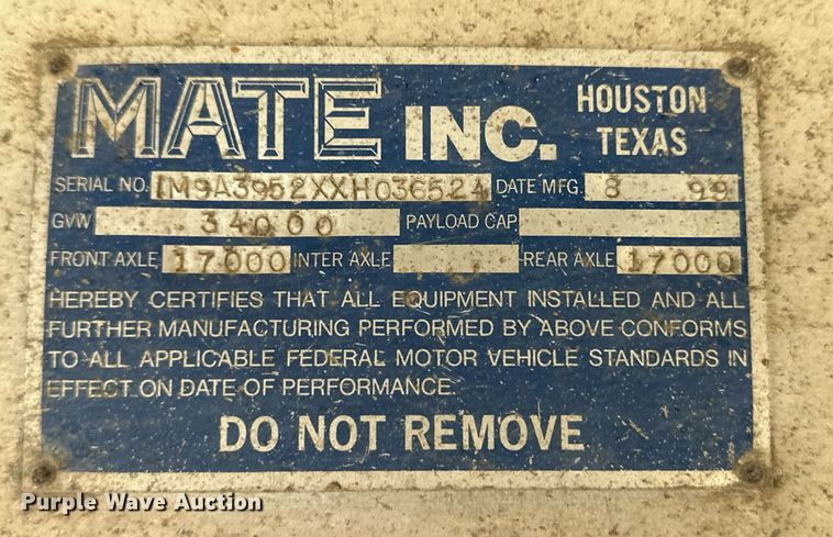 image for item EK9876 1999 Mate end dump trailer