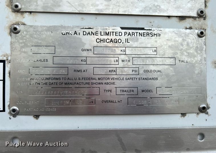 image for item KW9135 2012 Great Dane PSE-1314-22053 dry van trailer