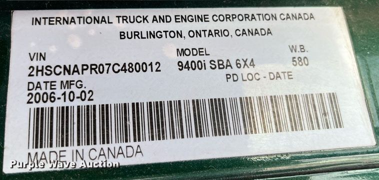 image for item LD9844 2007 International  9400i semi truck