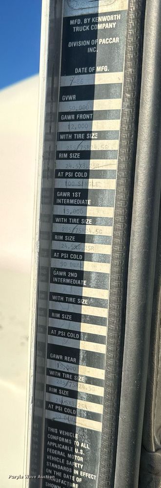 image for item NF9347 1987 Kenworth  T600 semi truck