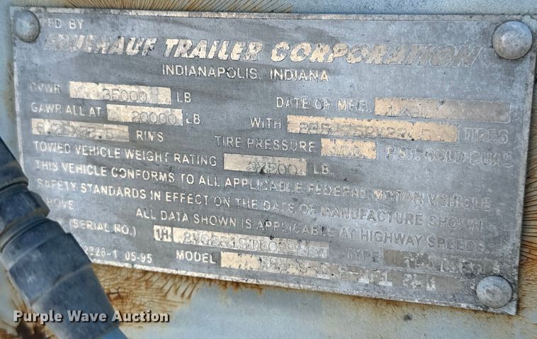 image for item NI9678 1996 Fruehauf  FBB-9-1.5-NF1 28W dry van trailer