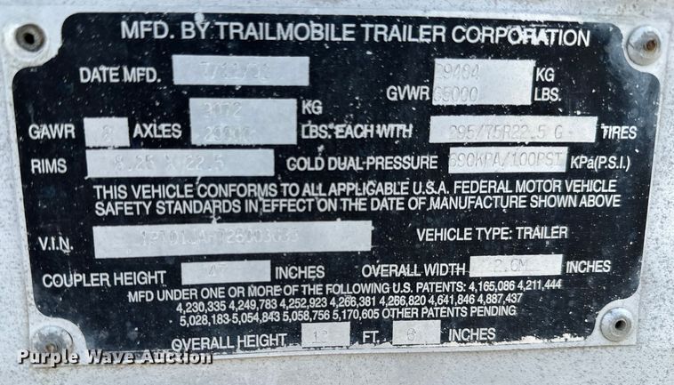 image for item NI9686 2002 Trailmobile  dry van trailer