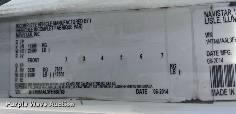 image for item NM9021 2015 International DuraStar 4300 box truck