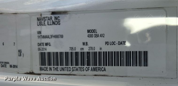 image for item NM9021 2015 International DuraStar 4300 box truck