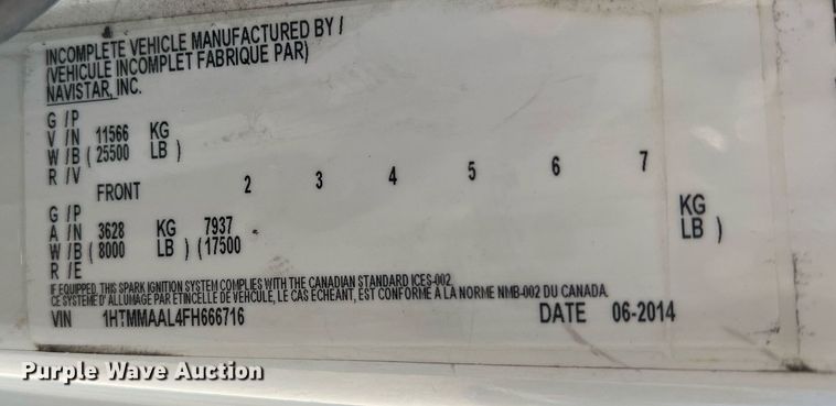 image for item NM9023 2015 International DuraStar 4300 box truck