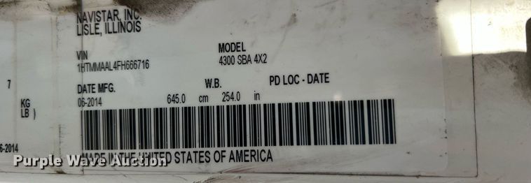 image for item NM9023 2015 International DuraStar 4300 box truck