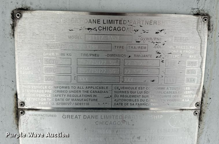 image for item NN9481 2006 Great Dane refrigerated van trailer