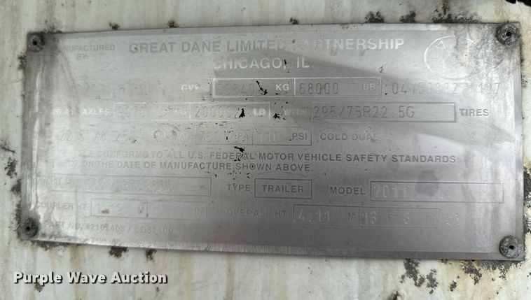 image for item NN9482 2004 Great Dane refrigerated van trailer