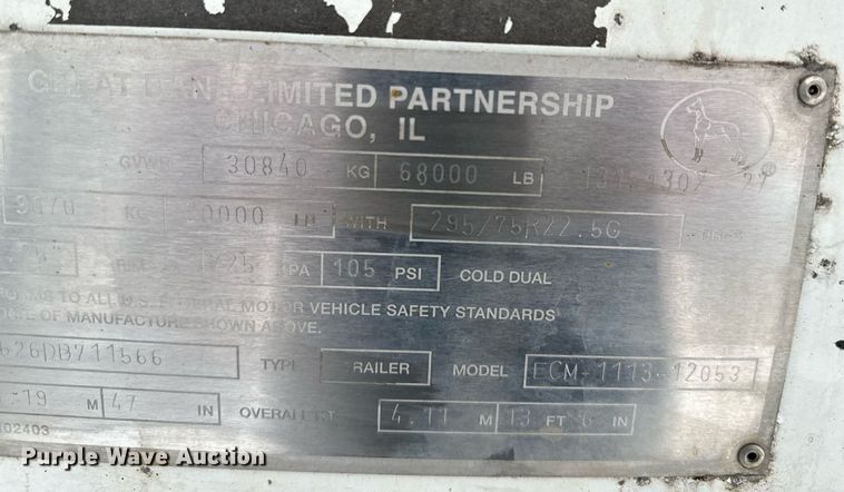 image for item NN9483 2013 Great Dane refrigerated van trailer