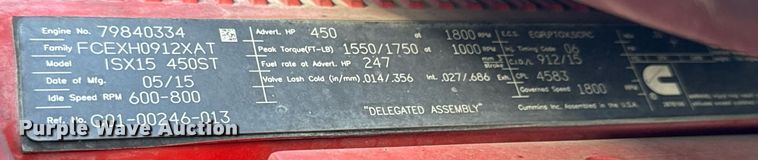 image for item NU9337 2016 Freightliner Cascadia CA125SLP semi truck