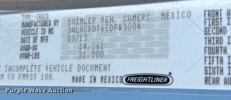 image for item NU9422 2014 Freightliner M106 flatbed truck