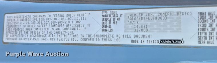 image for item NU9423 2014 Freightliner M106 flatbed truck