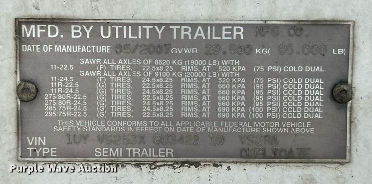 image for item NU9424 2008 Utility refrigerated van trailer