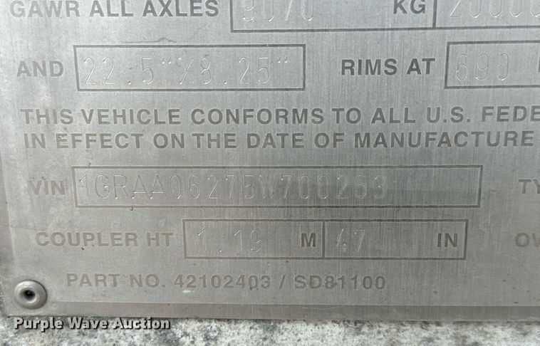 image for item NU9425 2005 Great Dane 7811TZ-1A refrigerated van trailer