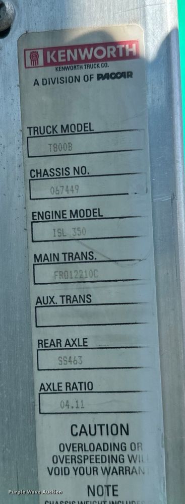 image for item OJ9591 2004 Kenworth  T800 semi truck