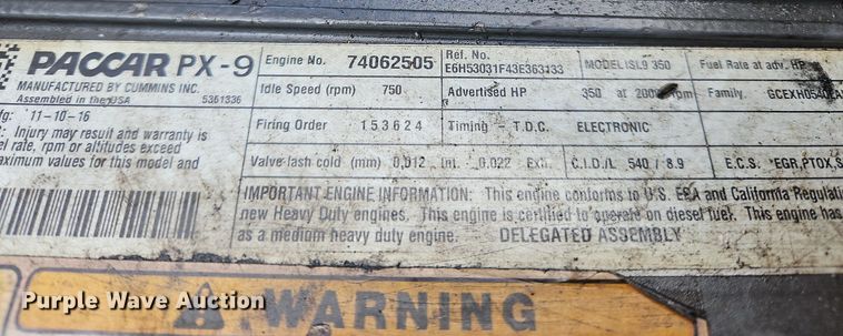 image for item OK9791 2017 Kenworth  T370 side curtain box truck