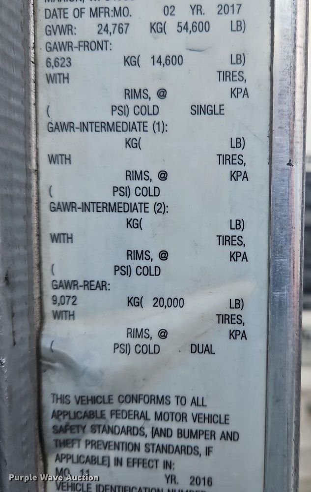 image for item OK9791 2017 Kenworth  T370 side curtain box truck