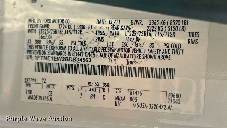 image for item DQ6228 2011 Ford E150 van