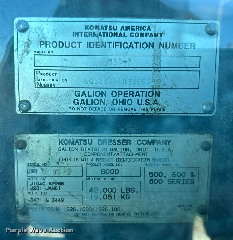 image for item DQ6239 1997 Galion 830B motor grader