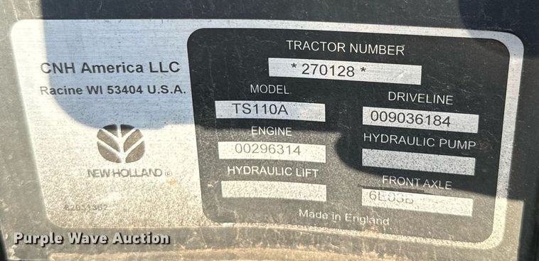 image for item DQ6252 2006 New Holland TS110A tractor