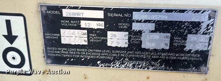 image for item DQ6261 2008 JLG 260MRT scissor lift