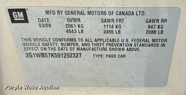 image for item DQ6291 2009 Chevrolet Impala LS 