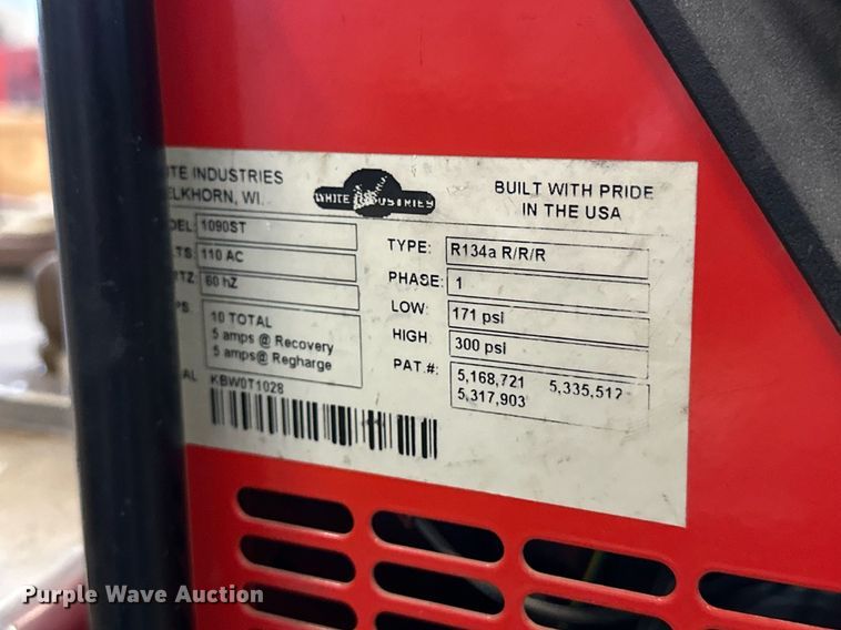 image for item NJ9306 2001 White Industries  1090ST refrigerant recycler