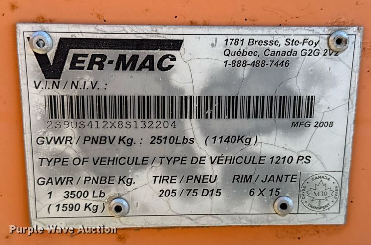 image for item NJ9329 2008 Ver-Mac PCMS-1210 message board trailer