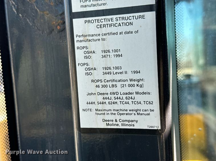 image for item NU9354 2005 John Deere 444J wheel loader