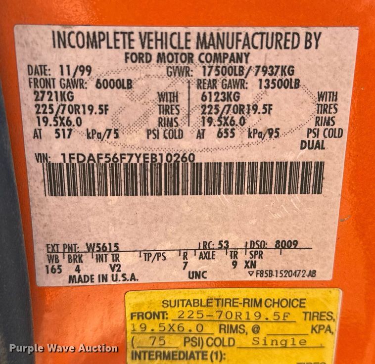 image for item NU9367 2000 Ford F550 bucket truck