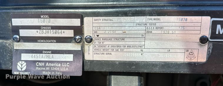 image for item NU9369 2012 New Holland T-5070 MFWD tractor