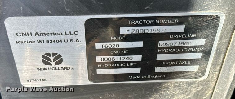 image for item NU9370 2008 New Holland T-6020 tractor