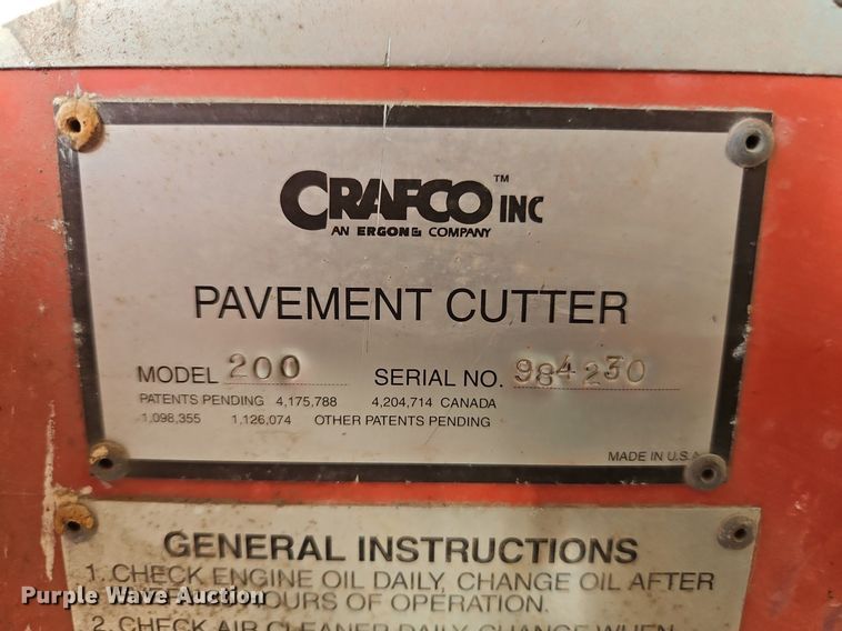 image for item OJ9514 1999 Crafco 200 pavement cutter