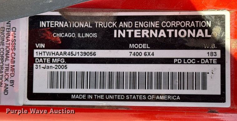 image for item OJ9516 2005 International 7400 dump truck