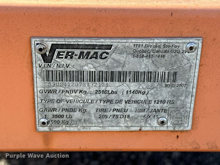 image for item OJ9531 2007 Ver-Mac 1210 message board trailer