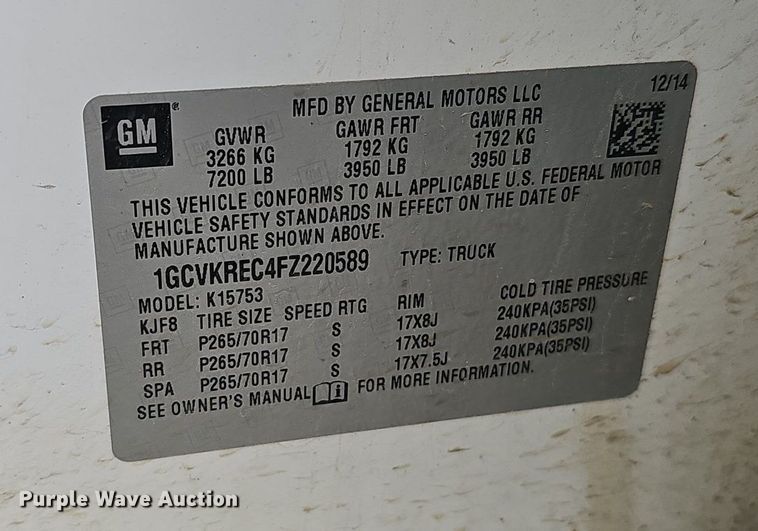 image for item DK0556 2015 Chevrolet Silverado 1500   Double Cab pickup truck