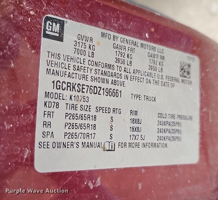 image for item DK0615 2013 Chevrolet Silverado 1500 Ext. Cab pickup truck